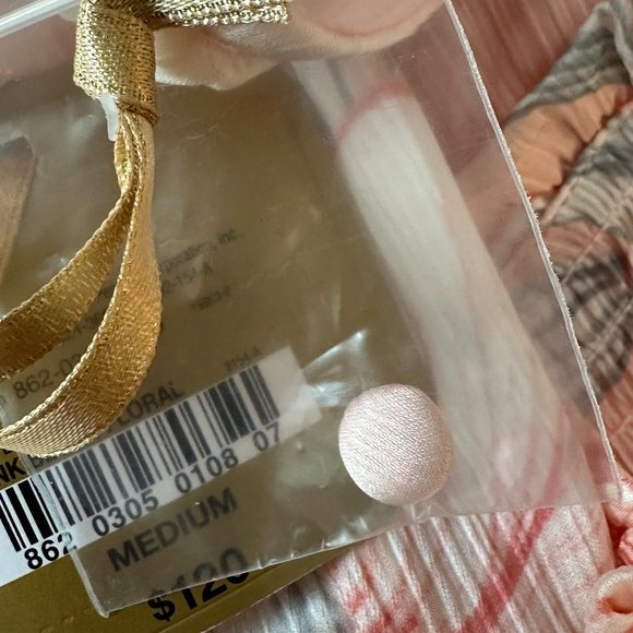 NWT RYEGRASS Women's Dress Peach Floral Sleeveless High Neck Smocked Waist SZ M - Picture 12 of 14